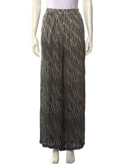 Pre-owned Delos Striped Wide Leg Pants In Black