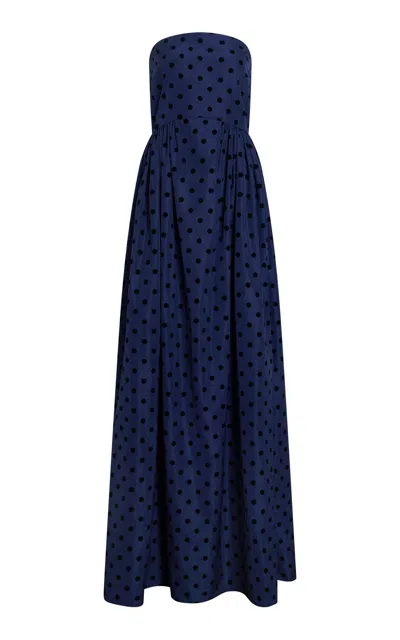 Delphine Audrey Polka-dot Taffeta Gown In Navy