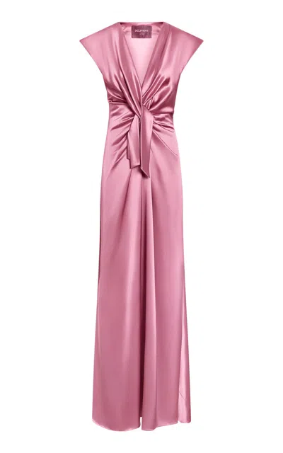 Delphine Ava Satin Charmeuse Gown In Pink