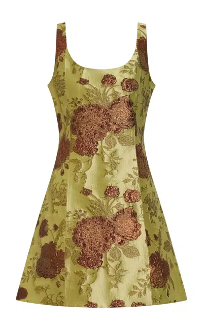 Delphine Cecily Metallic Jacquard Dress In Floral