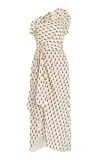 Delphine Charlotte Polka-dot Silk-cotton Midi Dress In Black,white