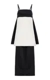 Delphine Cleo Cape-detailed Satin Mini Dress In Black