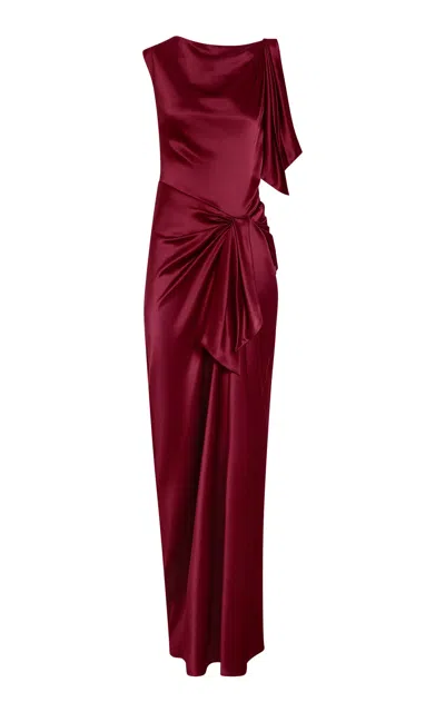 Delphine Florence Satin Charmeuse Gown In Burgundy