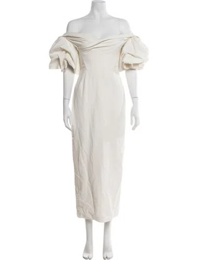 Pre-owned Delphine Off-the-shoulder Long Dress In Neutrals