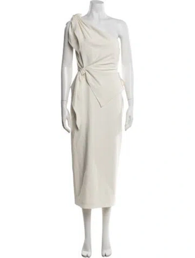 Pre-owned Delphine One-shoulder Midi Length Dress W/ Tags In Neutral