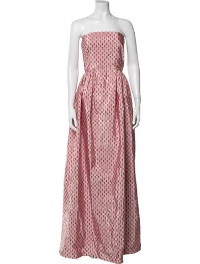 Pre-owned Delphine Printed Long Dress In Pink