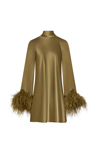 Delphine Sylvie Satin Charmeuse Dress In Olive