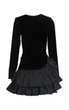 Delphine Zoey Velvet Mini Dress In Black