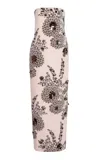 Delpozo Appliqued Silk-blend Jacquard Maxi Dress In Pink