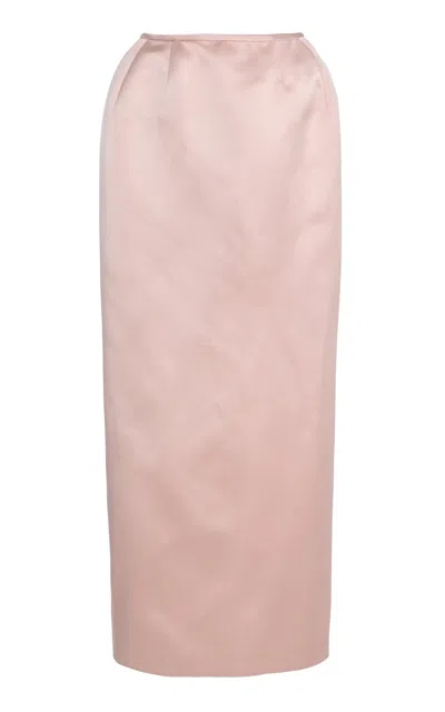 Delpozo Architectural Silk-satin Maxi Skirt In Pink