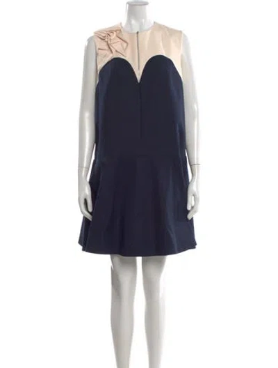 Pre-owned Delpozo Crew Neck Mini Dress In Blue