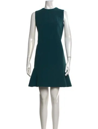 Pre-owned Delpozo Crew Neck Mini Dress In Green