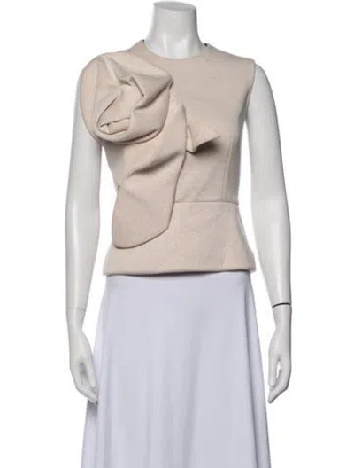 Pre-owned Delpozo Crew Neck Sleeveless Top In Neutrals