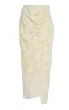 Delpozo Embroidered Linen-wool Maxi Skirt In Ivory