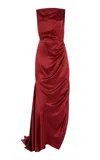 Delpozo Exclusive Draped Silk Dress In Red