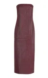 Delpozo Glittered Twill Maxi Dress In Burgundy