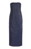 Delpozo Glittered Twill Maxi Dress In Navy