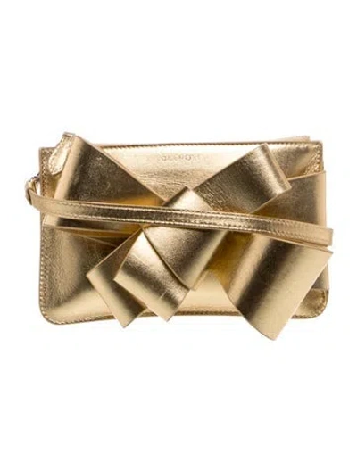 Pre-owned Delpozo Leather Clutch In Gold