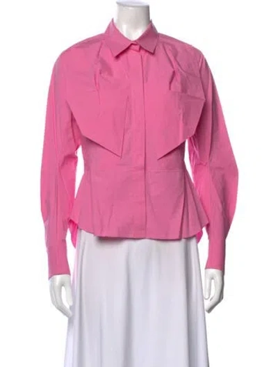 Pre-owned Delpozo Long Sleeve Button-up Top W/ Tags In Pink