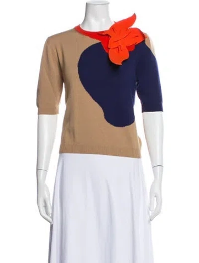 Pre-owned Delpozo Merino Wool Colorblock Pattern Top In Multi