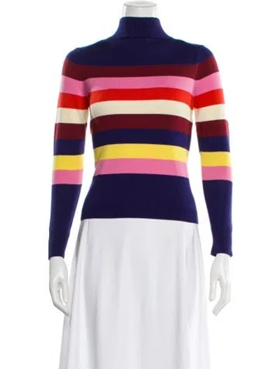 Pre-owned Delpozo Merino Wool Striped Sweater In Blue