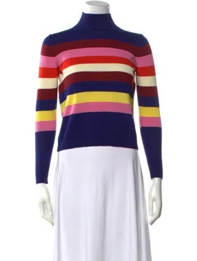Pre-owned Delpozo Merino Wool Striped Sweater In Blue