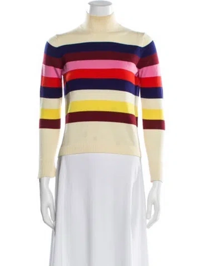 Pre-owned Delpozo Merino Wool Striped Sweater In Neutral