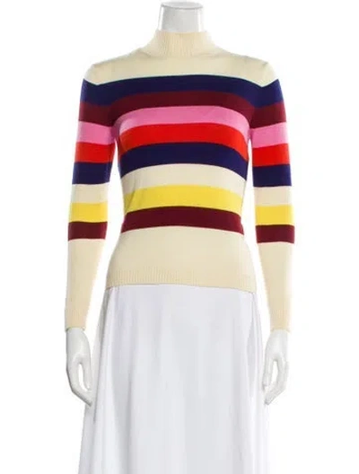Pre-owned Delpozo Merino Wool Striped Sweater In Yellow