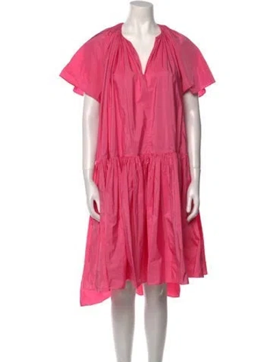 Pre-owned Delpozo Plunge Neckline Midi Length Dress In Pink
