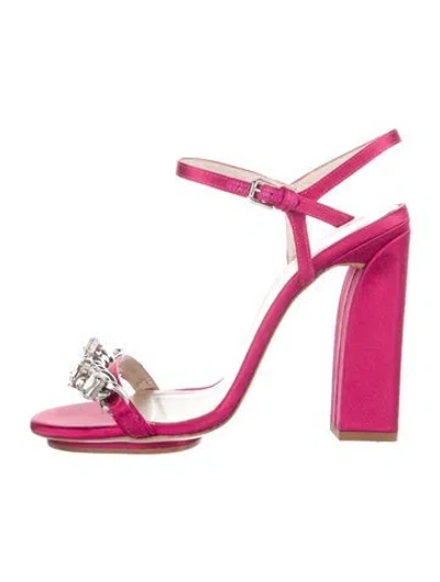 Pre-owned Delpozo Satin Chain-link Accents Sandals In Pink