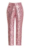 Delpozo Sequined Satin Straight-leg Pants In Pink