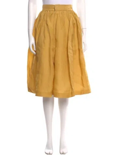 Pre-owned Delpozo Silk Knee-length Skirt In Yellow