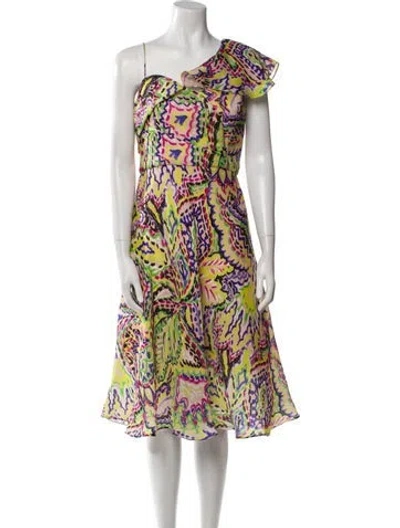 Pre-owned Delpozo Silk Midi Length Dress In Multi