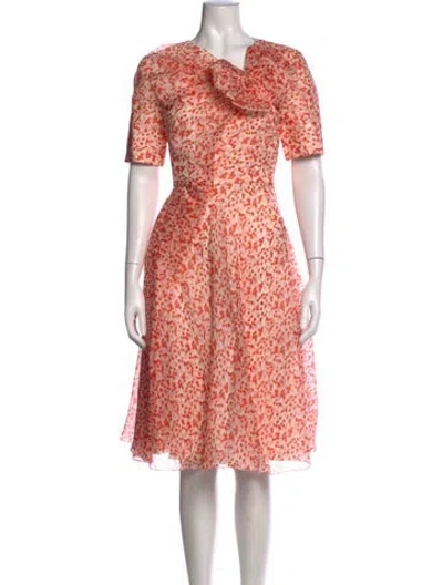 Pre-owned Delpozo Silk Midi Length Dress In Orange