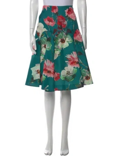Pre-owned Delpozo Silk Midi Length Skirt In Green