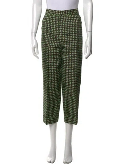 Pre-owned Delpozo Silk Straight Leg Pants In Green