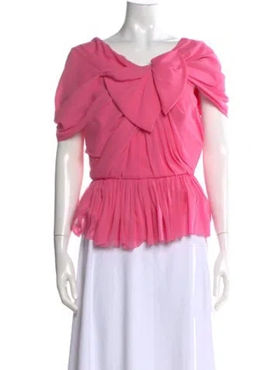 Pre-owned Delpozo Silk V-neck Blouse In Pink
