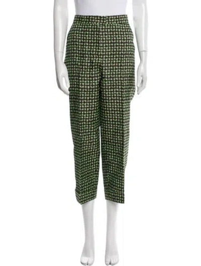 Pre-owned Delpozo Silk Wide Leg Pants In Green