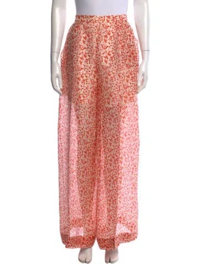 Pre-owned Delpozo Silk Wide Leg Pants W/ Tags In Red