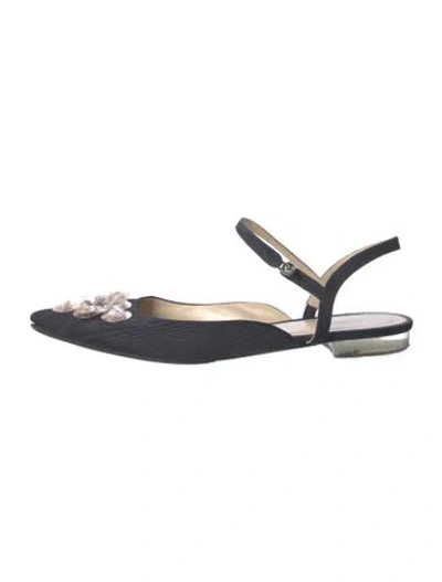 Pre-owned Delpozo Slingback Flats In Black