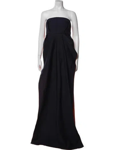 Pre-owned Delpozo Strapless Long Dress In Blue