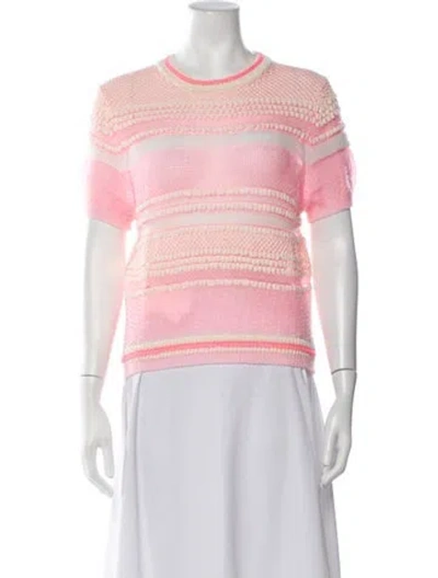 Pre-owned Delpozo Striped Crew Neck Sweater W/ Tags In Pink