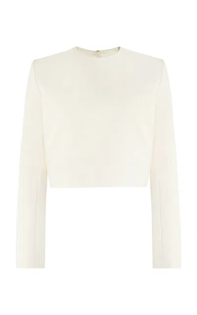 Delpozo Tailored Cotton Crop Top In White