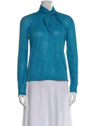 Pre-owned Delpozo Tie Neck Long Sleeve Top