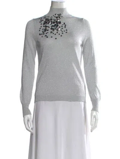 Pre-owned Delpozo Turtleneck Sweater In Silver