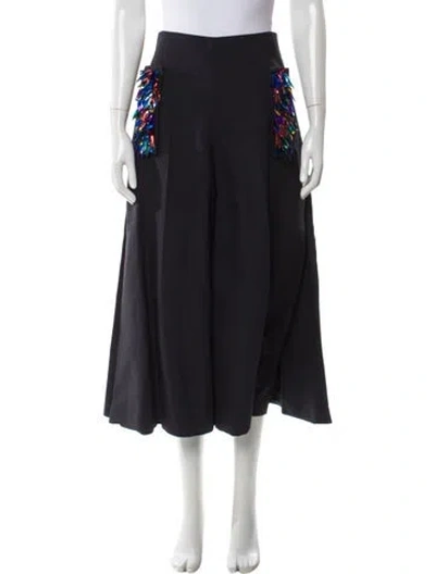 Pre-owned Delpozo Virgin Wool Wide Leg Pants In Gray