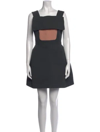 Pre-owned Delpozo Wool Mini Dress In Green