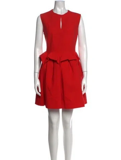 Pre-owned Delpozo Wool Mini Dress In Red