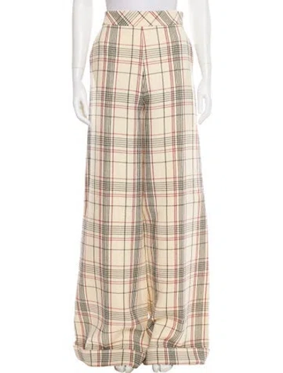 Pre-owned Delpozo Wool Wide Leg Pants In Multicolor