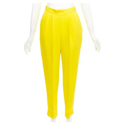Pre-owned Delpozo Yellow Viscose Blend High V Waistband Harem Pants Fr36 S